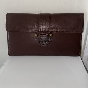 FOSSIL Trifold Brown Leather Wallet Signature Organizer Coin Pouch 4x7